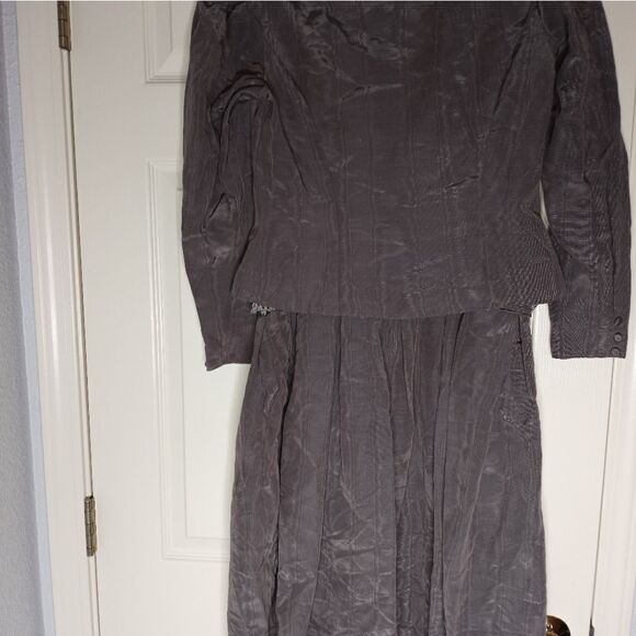 VtgJoEdSophisticates 2Pieces10 StripedGrayR/stones LaceDress& L/SlButton Blazer - Picture 5 of 16